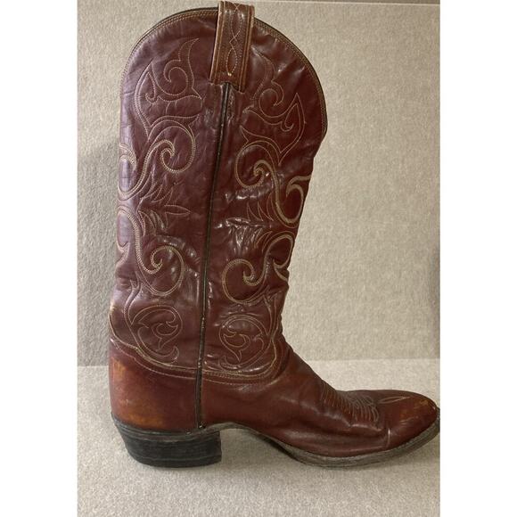 Tony Lama Mens Vtg El Rey Gold Label Cognac Calf Skin Boots Sz 10 B 0033 Brown - Picture 4 of 12